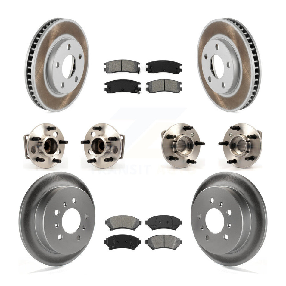 Front Rear Hub Bearings Assembly Coated Disc Brake Rotors And Semi-Metallic Pads Kit (10Pc) For Chevrolet Venture KBB-123566