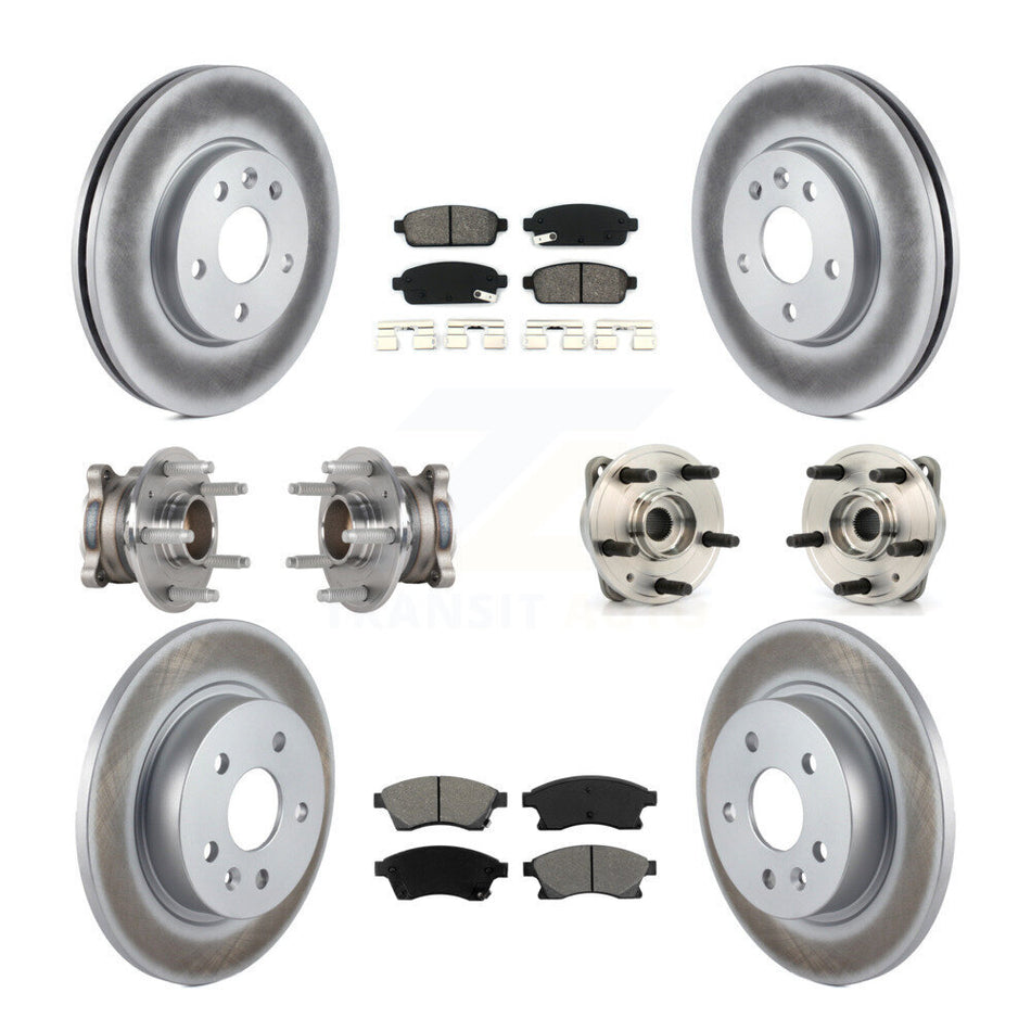 Front Rear Hub Bearings Assembly Coated Disc Brake Rotors And Semi-Metallic Pads Kit (10Pc) For Chevrolet Cruze Limited KBB-123569