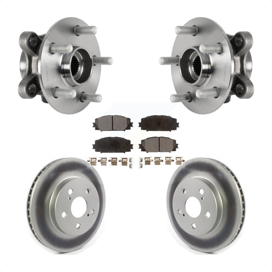 Front Hub Bearing Assembly With Coated Disc Brake Rotors And Semi-Metallic Pads Kit For Toyota Prius Corolla Prime AWD-e KBB-123584
