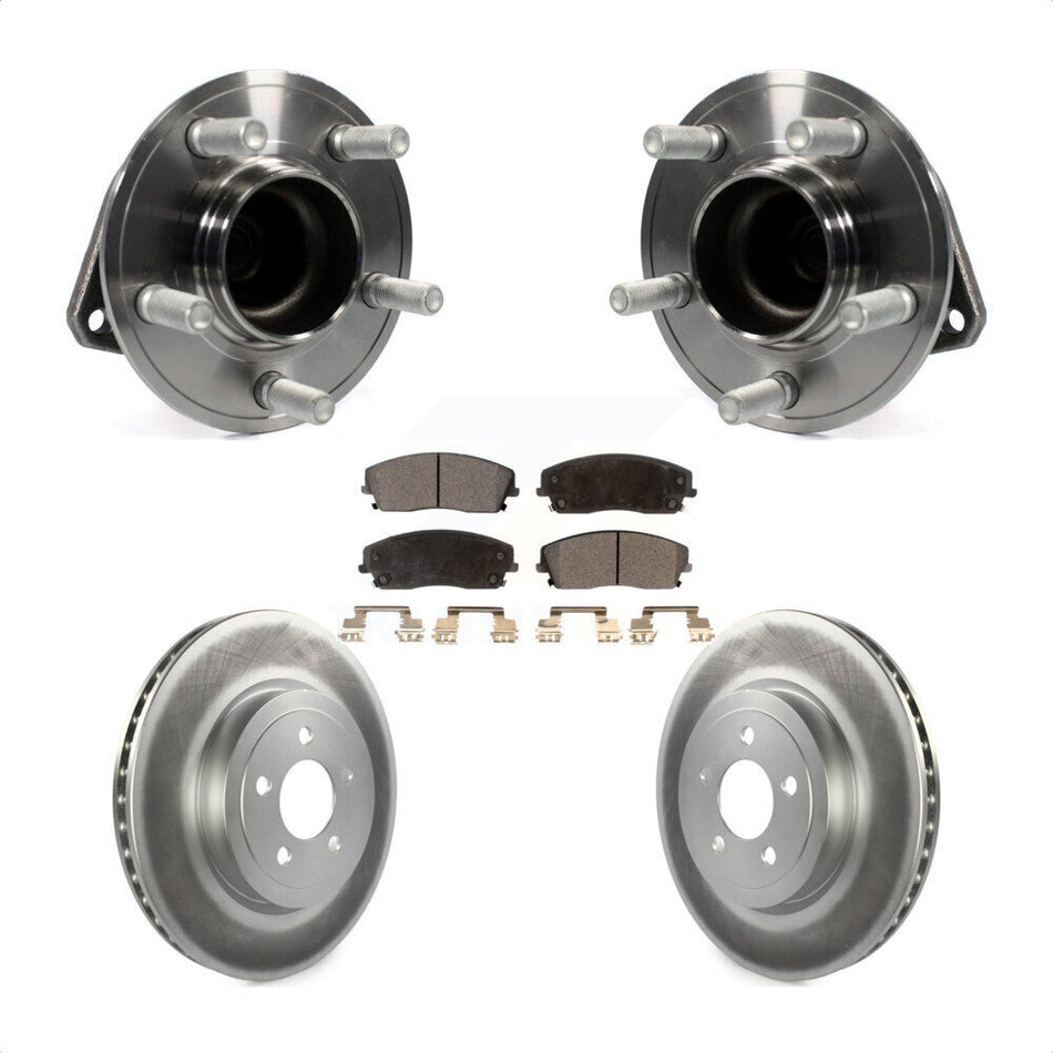 Front Hub Bearing Assembly With Coated Disc Brake Rotors And Semi-Metallic Pads Kit For 2015-2018 Dodge Charger RWD with 3.6L 345mm Diameter Rotor KBB-123587