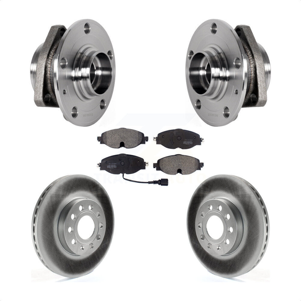 Front Hub Bearing Coat Brake Rotor Pads Kit For Audi A3 2.0L With 80mm Pilot Diameter KBB-123591
