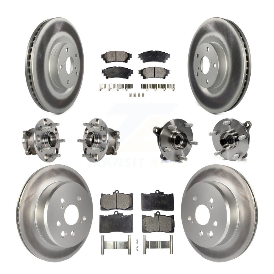 Front Rear Hub Bearings Assembly Coated Disc Brake Rotors And Semi-Metallic Pads Kit (10Pc) For Lexus GS350 IS300 IS350 RC350 RC300 KBB-123597