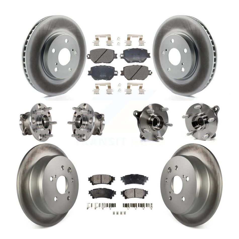 Front Rear Hub Bearings Assembly Coated Disc Brake Rotors And Semi-Metallic Pads Kit (10Pc) For Lexus IS250 KBB-123601