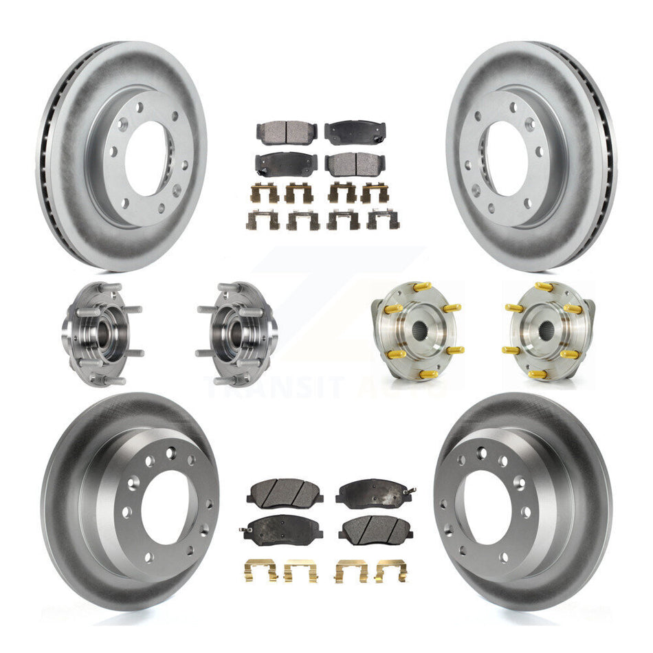 Front Rear Hub Bearings Assembly Coated Disc Brake Rotors And Semi-Metallic Pads Kit (10Pc) For Kia Sedona Hyundai Entourage To 04/27/06 KBB-123603