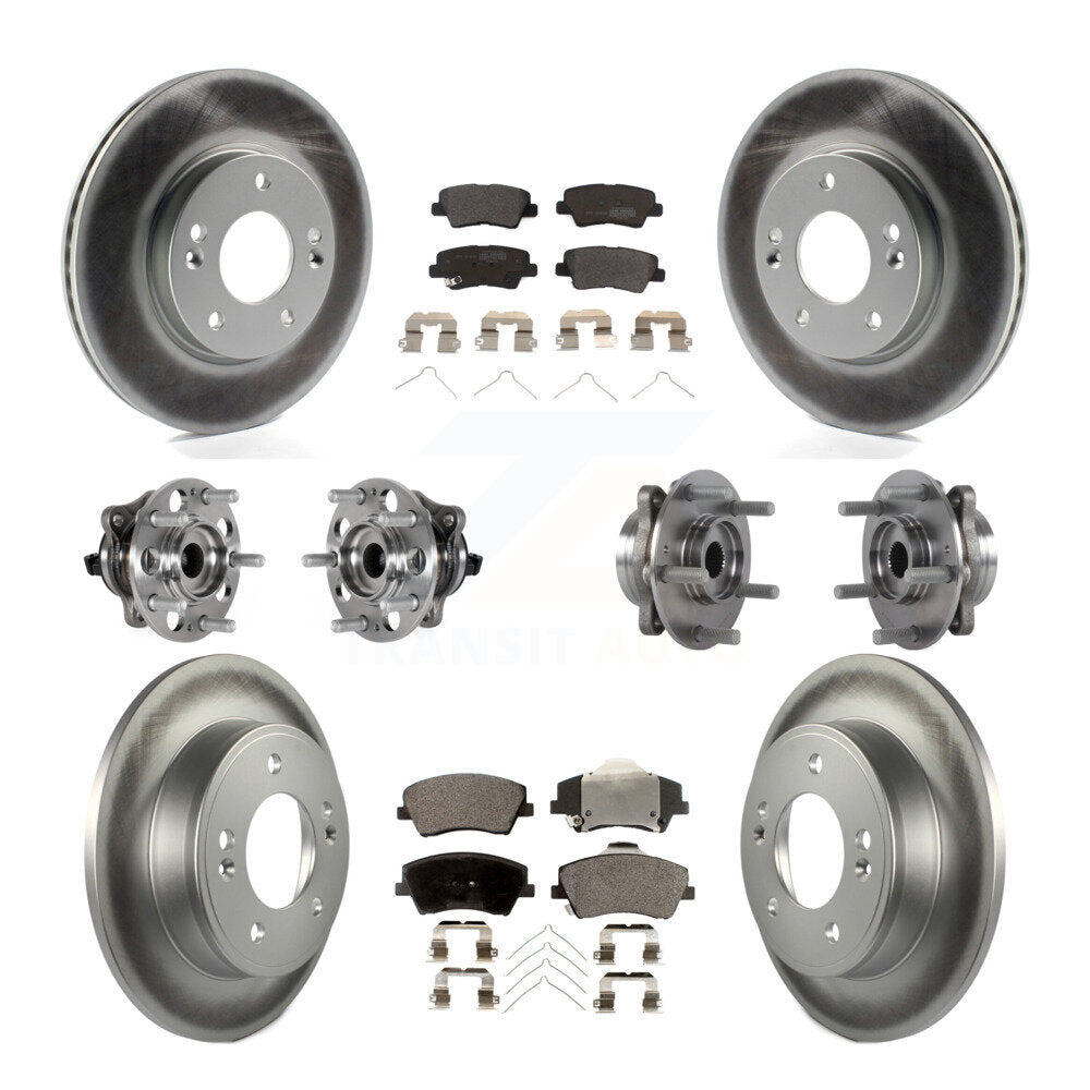 Front Rear Hub Bearing Coat Brake Rotor Pad Kit (10Pc) For 2017-2020 Hyundai Elantra 2.0L KBB-123612