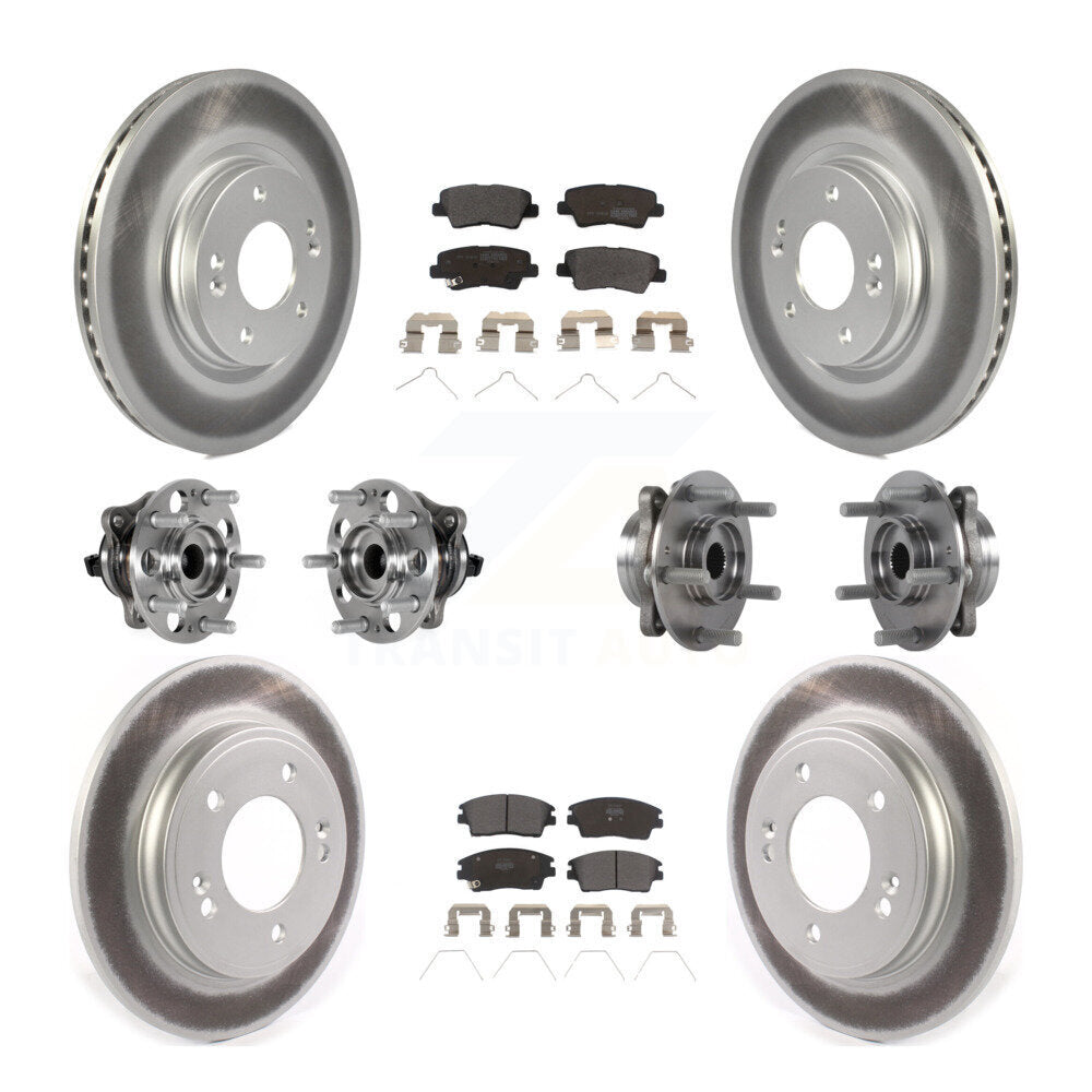 Front Rear Hub Bearing Coat Brake Rotor Pad Kit (10Pc) For 2017-2020 Hyundai Elantra 1.6L KBB-123613