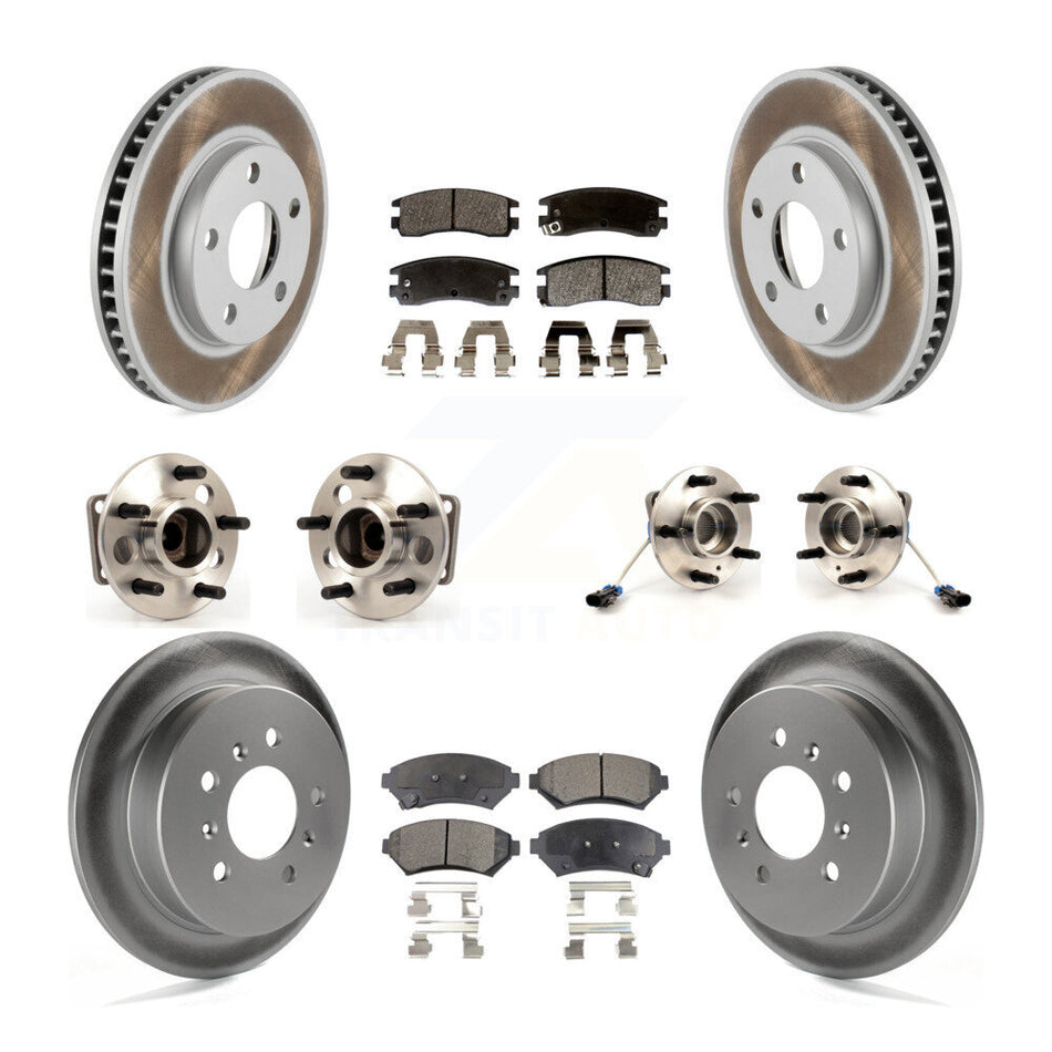 Front Rear Hub Bearings Assembly Coated Disc Brake Rotors And Semi-Metallic Pads Kit (10Pc) For Buick Pontiac Grand Prix Chevrolet Venture Regal Century Oldsmobile Intrigue KBB-123620