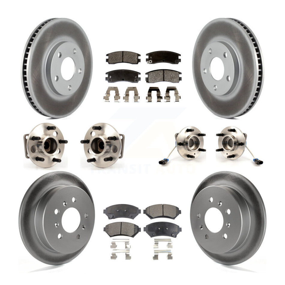 Front Rear Hub Bearings Assembly Coated Disc Brake Rotors And Semi-Metallic Pads Kit (10Pc) For Chevrolet Impala Monte Carlo Oldsmobile Intrigue KBB-123621