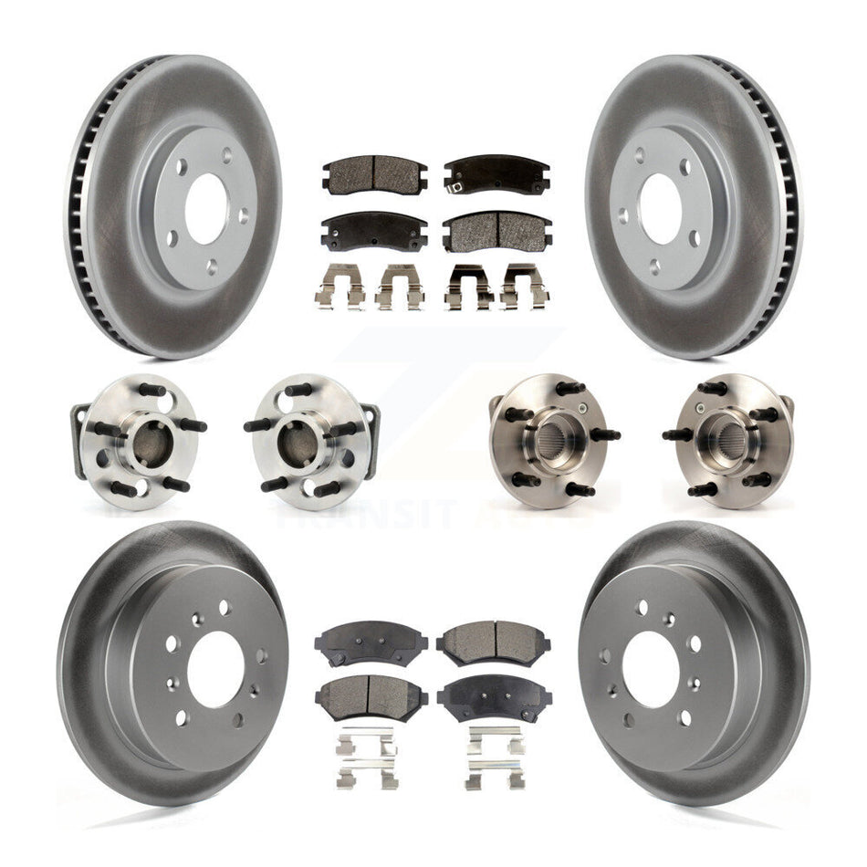 Front Rear Hub Bearings Assembly Coated Disc Brake Rotors And Semi-Metallic Pads Kit (10Pc) For Chevrolet Impala Monte Carlo Non-ABS KBB-123622