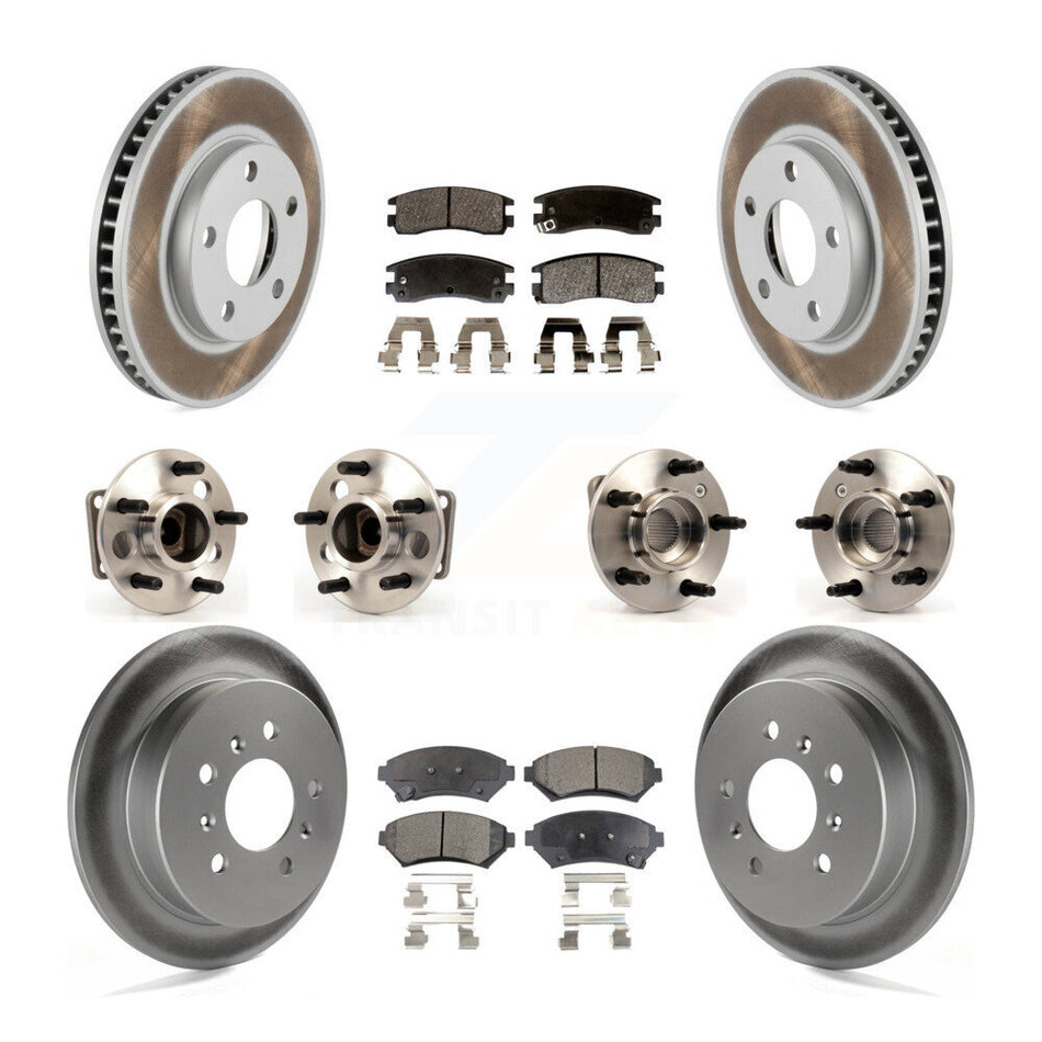 Front Rear Hub Bearings Assembly Coated Disc Brake Rotors And Semi-Metallic Pads Kit (10Pc) For Chevrolet Venture KBB-123623