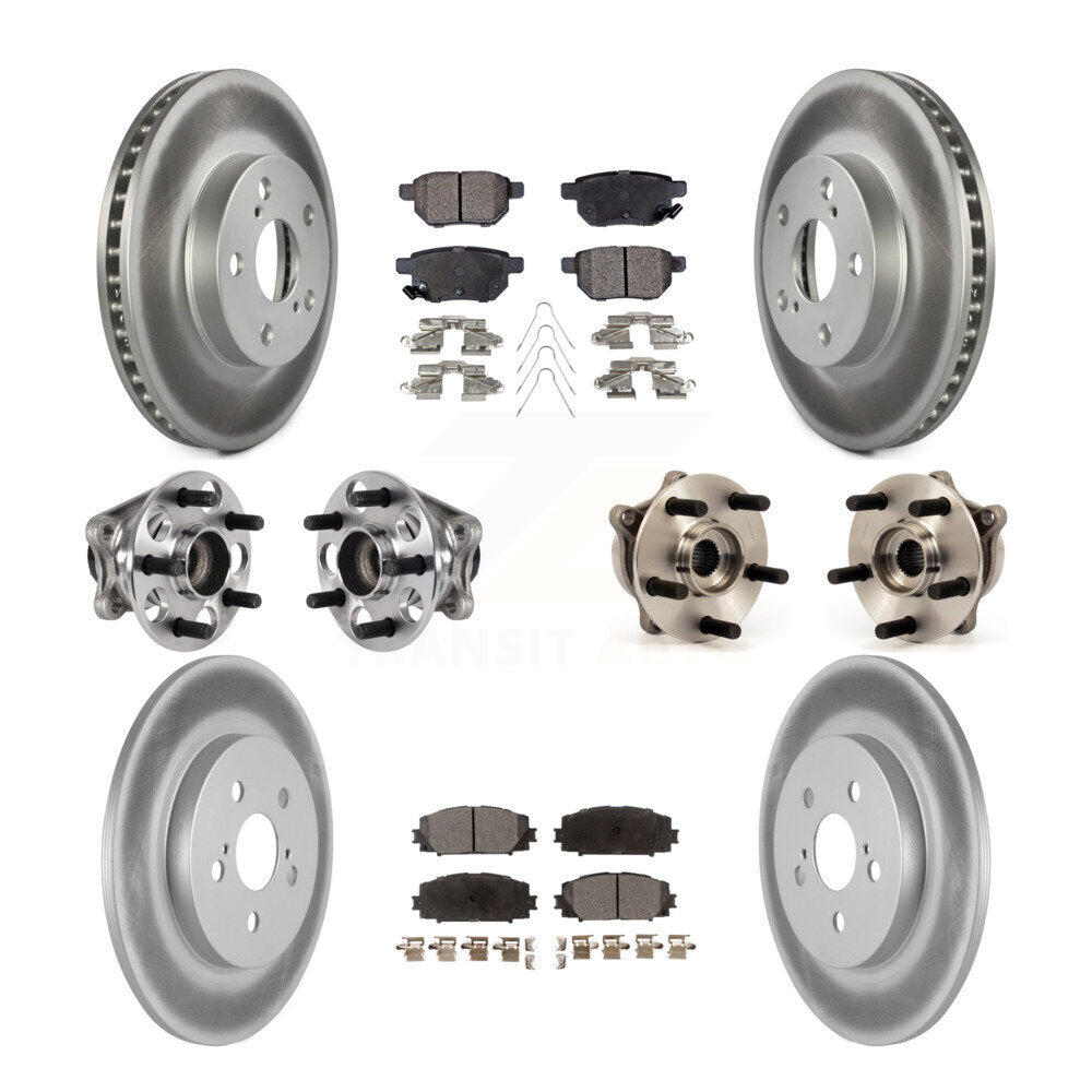 Front Rear Hub Bearings Coated Disc Brake Rotors And Pads Kit (10Pc) For Lexus CT200h KBB-123625