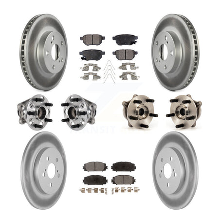 Front Rear Hub Bearings Coated Disc Brake Rotors And Pads Kit (10Pc) For Lexus CT200h KBB-123625
