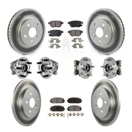 Front Rear Hub Bearing Coated Disc Brake Rotor And Pads Kit (10Pc) For Toyota Prius Prime KBB-123626