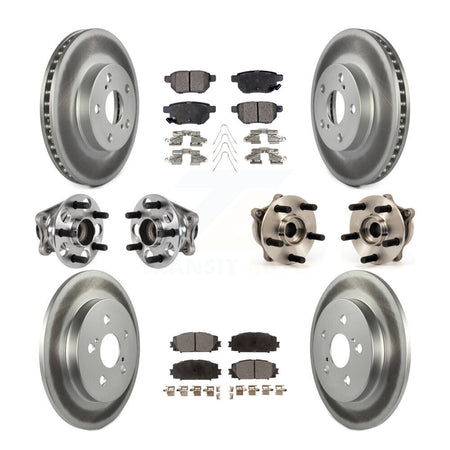 Front Rear Hub Bearings Coated Disc Brake Rotors And Pads Kit (10Pc) For Lexus CT200h KBB-123627
