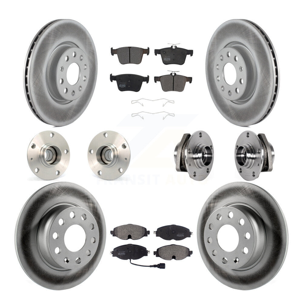 Front Rear Hub Bearing Coated Brake Rotor And Pad Kit (10Pc) For Audi A3 Sportback e-tron KBB-123629