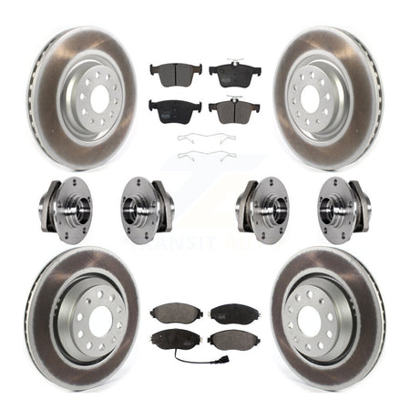Front Rear Hub Bearings Assembly Coated Disc Brake Rotors And Pads Kit (10Pc) For Audi S3 KBB-123636