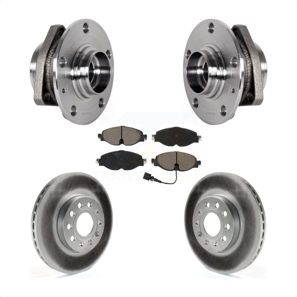 Front Hub Bearing Coat Brake Rotor Pads Kit For Audi A3 2.0L With 80mm Pilot Diameter KBB-123650