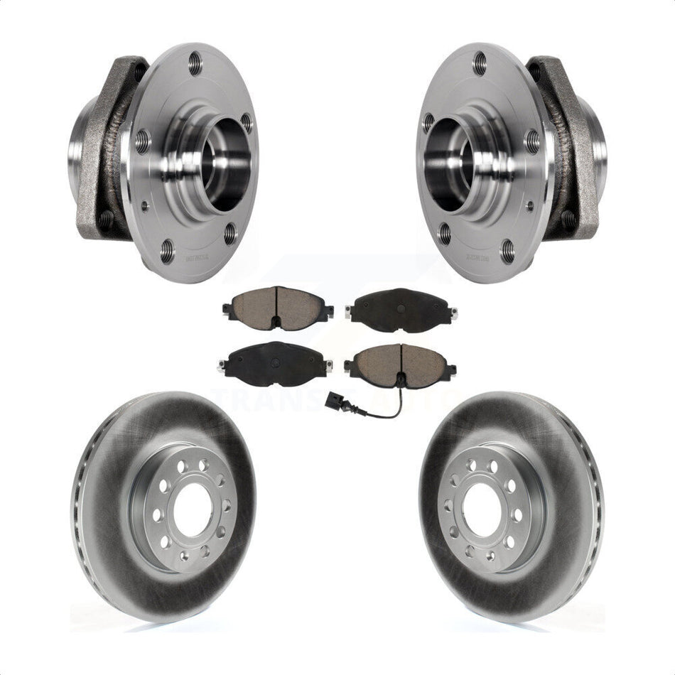 Front Hub Bearing Coat Brake Rotor Pads Kit For Audi A3 2.0L With 80mm Pilot Diameter KBB-123650