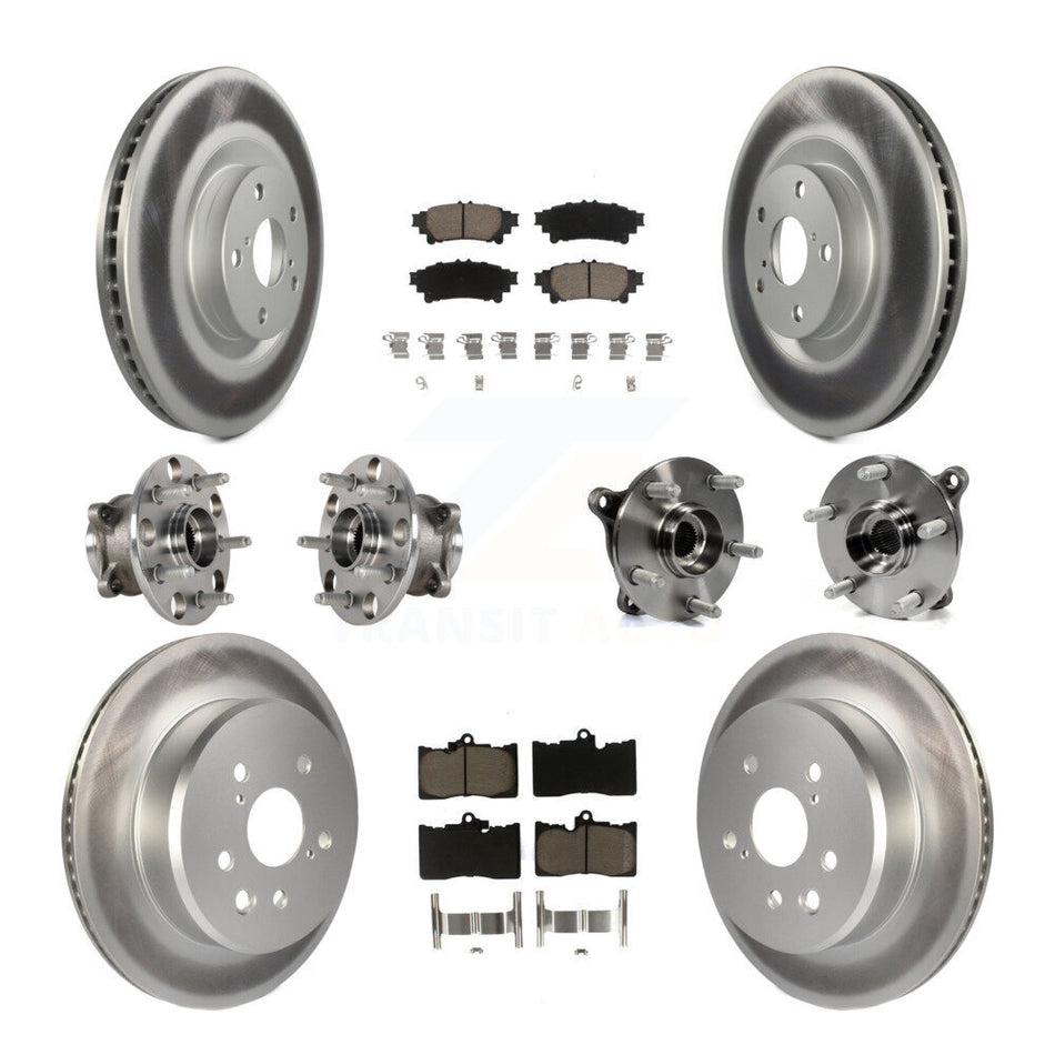 Front Rear Hub Bearings Assembly Coated Disc Brake Rotors And Ceramic Pads Kit (10Pc) For Lexus GS350 IS300 IS350 RC350 RC300 KBB-123661