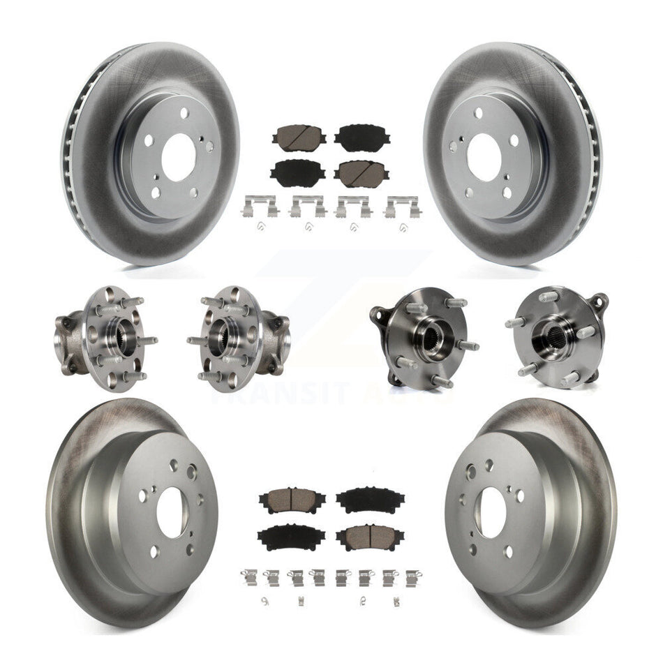 Front Rear Hub Bearings Assembly Coated Disc Brake Rotors And Ceramic Pads Kit (10Pc) For Lexus IS250 KBB-123665