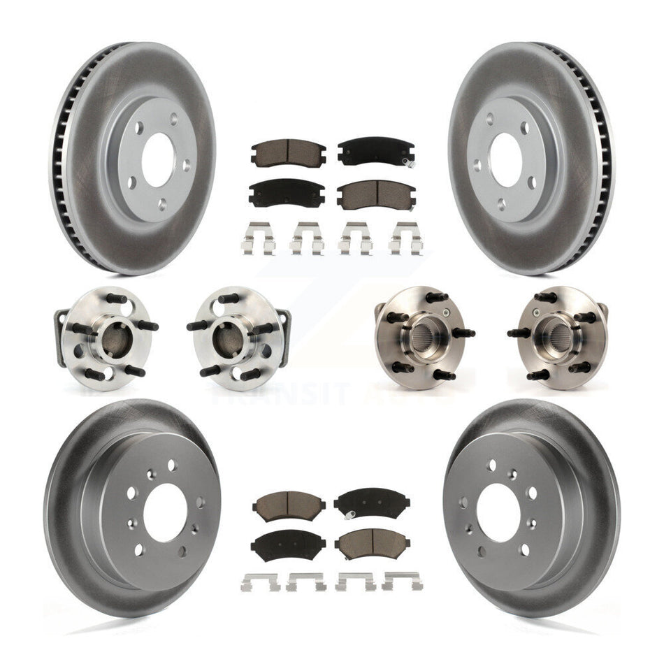 Front Rear Hub Bearings Assembly Coated Disc Brake Rotors And Ceramic Pads Kit (10Pc) For Chevrolet Impala Monte Carlo Non-ABS KBB-123668