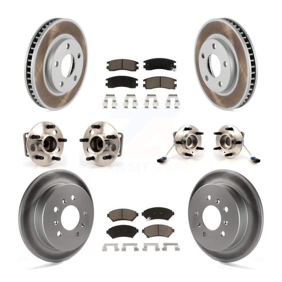 Front Rear Hub Bearing Coated Disc Brake Rotor And Ceramic Pad Kit (10Pc) For Pontiac Buick Grand Prix Chevrolet Venture Regal Century Oldsmobile Intrigue Montana Trans Sport KBB-123669