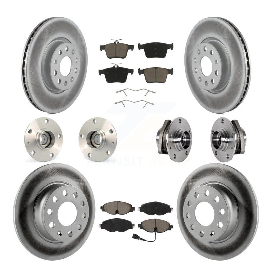 Front Rear Hub Bearing Coated Brake Rotor And Pad Kit (10Pc) For Audi A3 Sportback e-tron KBB-123680