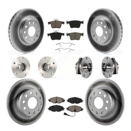 Front Rear Hub Bearing Coated Disc Brake Rotors And Pads Kit (10Pc) For 2016 Audi A3 2.0L KBB-123681