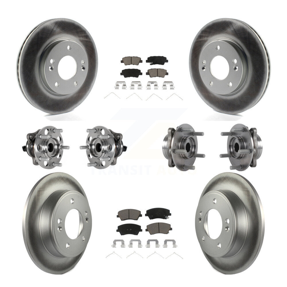 Front Rear Hub Bearing Coat Brake Rotor Pad Kit (10Pc) For 2017-2020 Hyundai Elantra 2.0L KBB-123684