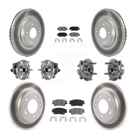 Front Rear Hub Bearing Coat Brake Rotor Pad Kit (10Pc) For 2017-2020 Hyundai Elantra 1.6L KBB-123685