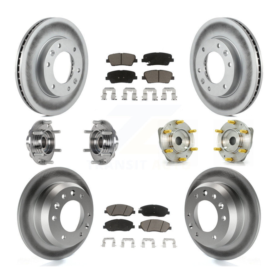 Front Rear Hub Bearings Assembly Coated Disc Brake Rotors And Ceramic Pads Kit (10Pc) For Kia Sedona Hyundai Entourage KBB-123693