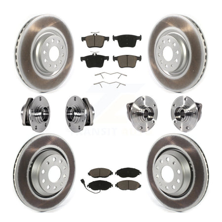 Front Rear Hub Bearing Coated Brake Rotor & Pads Kit (10Pc) For Volkswagen Golf R Audi S3 KBB-123695