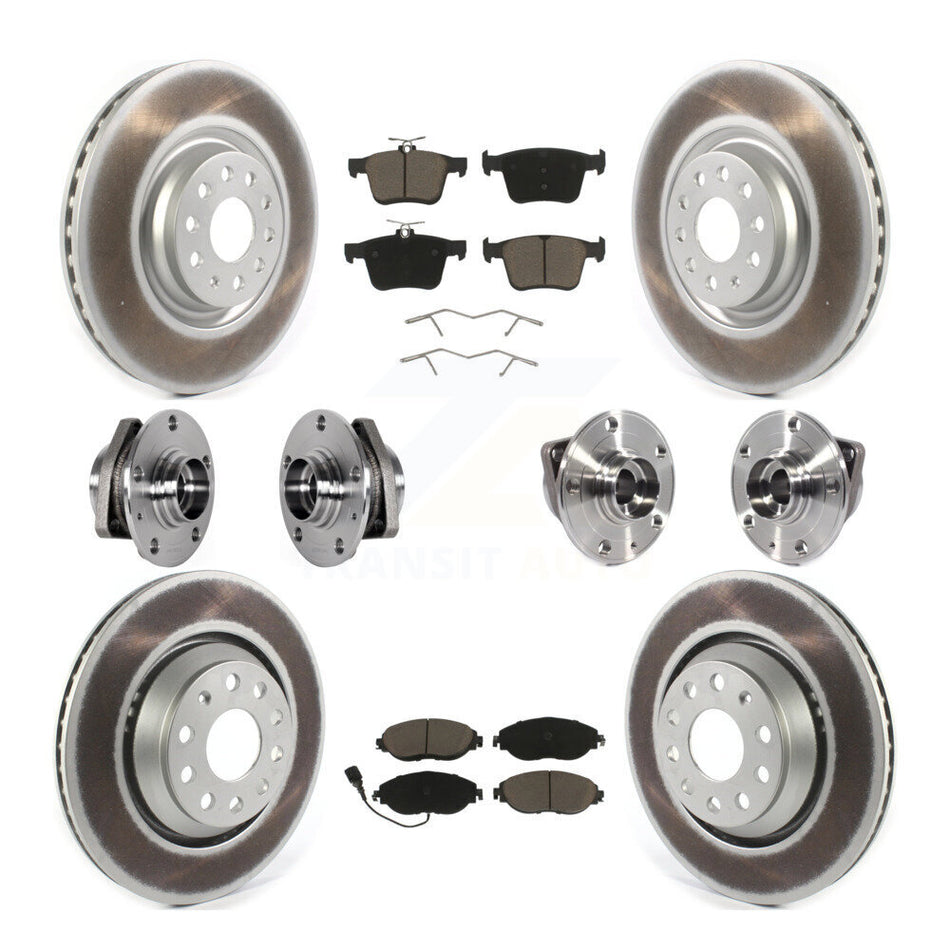 Front Rear Hub Bearing Coated Brake Rotor & Pads Kit (10Pc) For Volkswagen Golf R Audi S3 KBB-123695