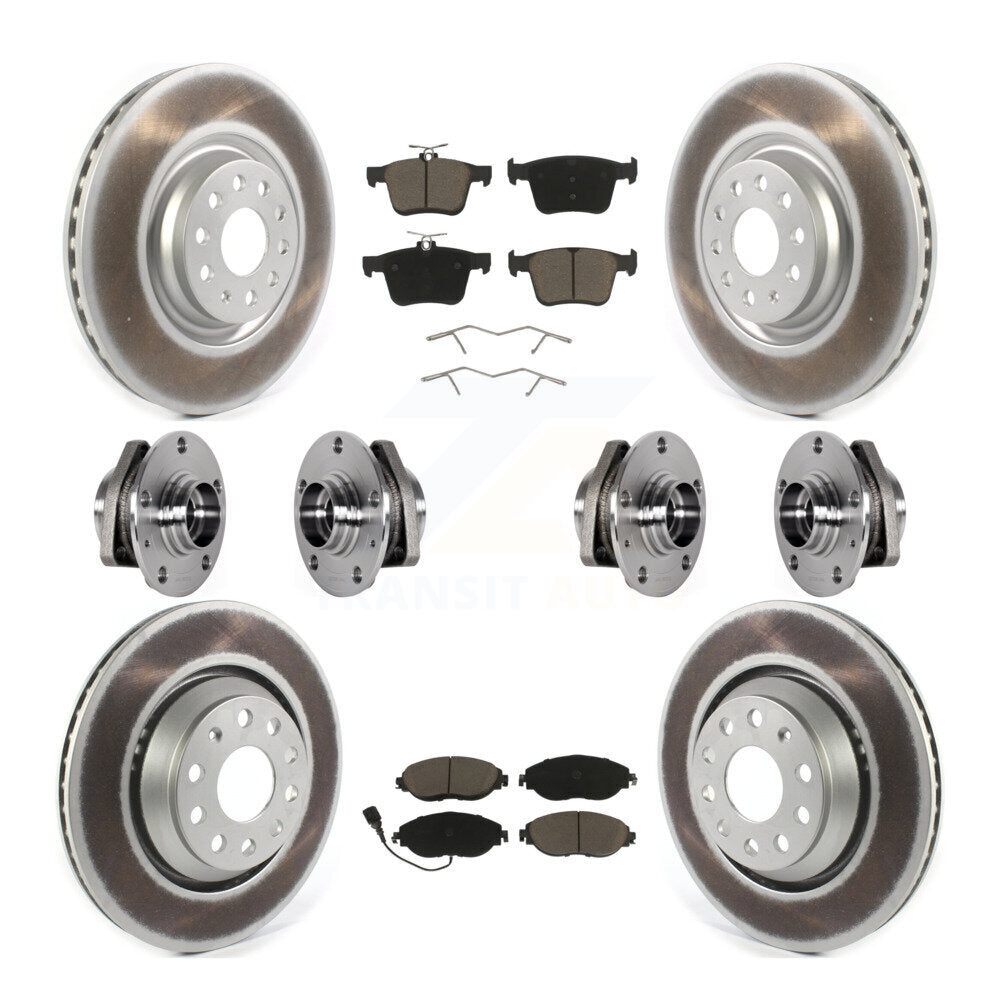 Front Rear Hub Bearings Coated Disc Brake Rotors And Ceramic Pads Kit (10Pc) For Audi S3 KBB-123696