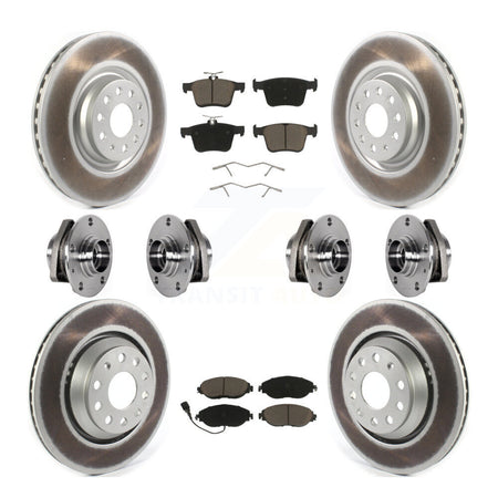 Front Rear Hub Bearings Coated Disc Brake Rotors And Ceramic Pads Kit (10Pc) For Audi S3 KBB-123696