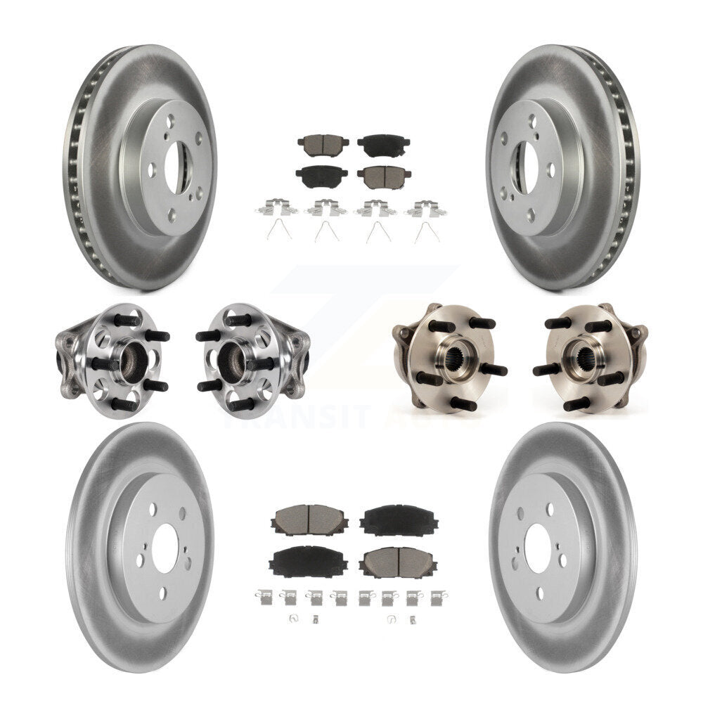 Front Rear Hub Bearings Coated Disc Brake Rotors And Pads Kit (10Pc) For Lexus CT200h KBB-123699