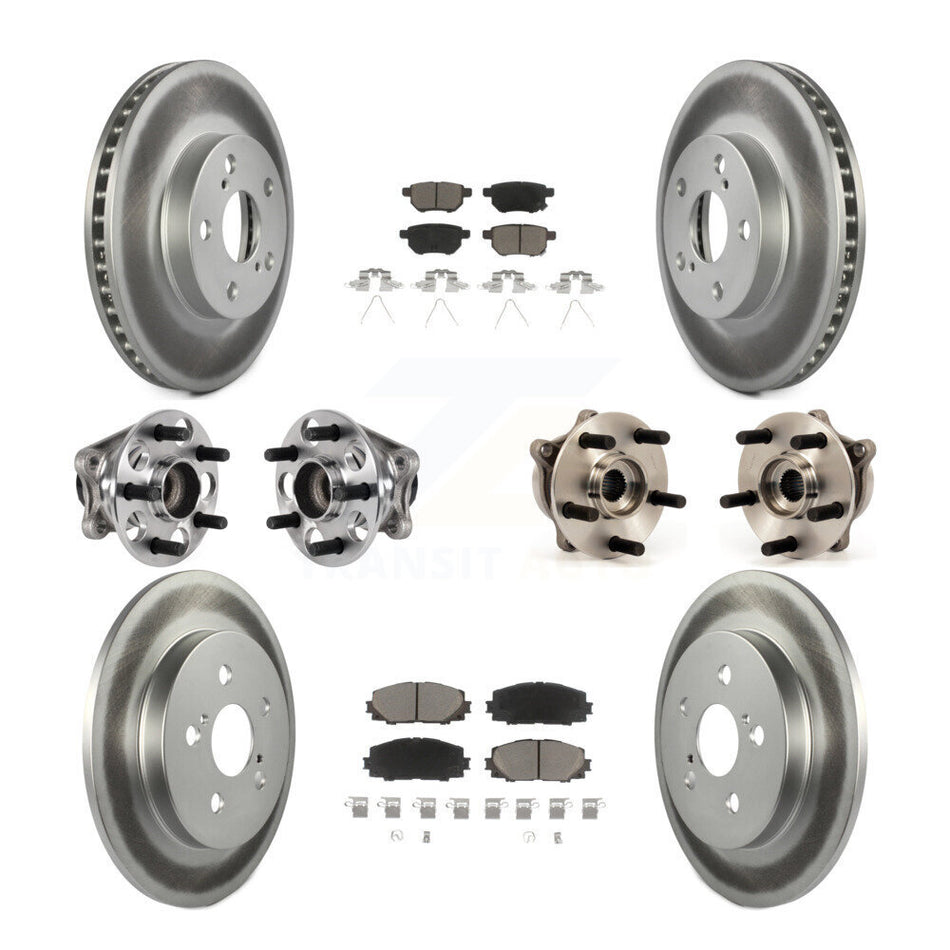 Front Rear Hub Bearings Coated Disc Brake Rotors And Pads Kit (10Pc) For Lexus CT200h KBB-123700