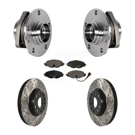 Front Hub Bearing Assembly Drilled Slot Brake Rotor Pads Kit For Audi A3 Sportback e-tron KBB-123711