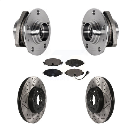 Front Hub Bearing Drill Slot Brake Rotor Pad Kit For Audi A3 With 80mm Pilot Diameter KBB-123712