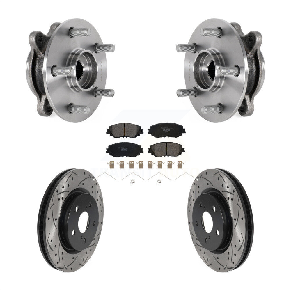 Front Hub Bearing Coat Drill Slot Brake Rotor Pad Kit For Toyota Camry Lexus ES250 Avalon KBB-123713