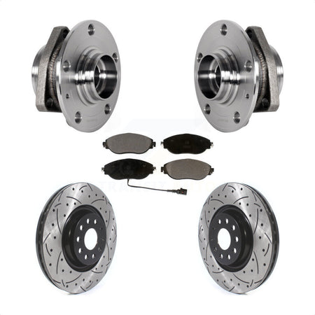 Front Hub Bearing Drill Slot Brake Rotor Pad Kit For Audi S3 With 80mm Pilot Diameter KBB-123714