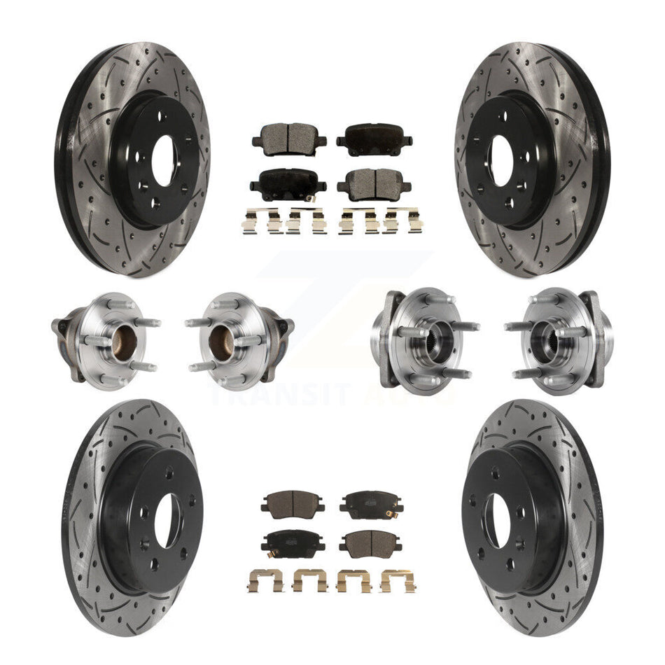 Front Rear Hub Bearings Assembly Coated Disc Brake Rotors And Ceramic Pads Kit (10Pc) For Chevrolet Volt Bolt EV KBB-123729