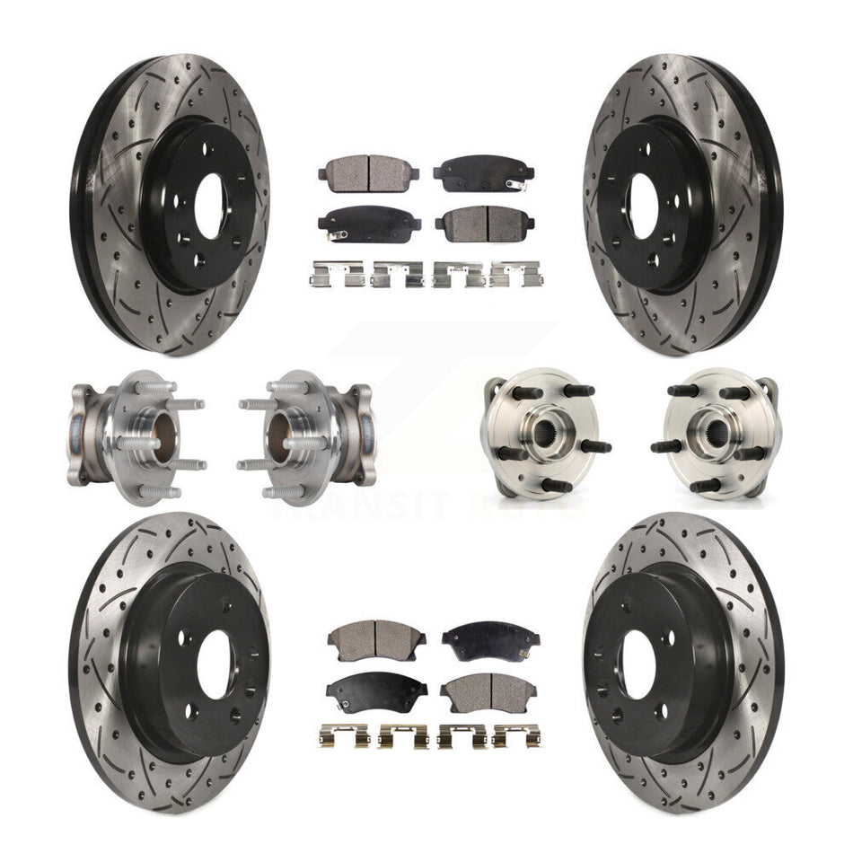 Front Rear Hub Bearings Assembly Coated Disc Brake Rotors And Ceramic Pads Kit (10Pc) For Chevrolet Cruze Limited KBB-123730