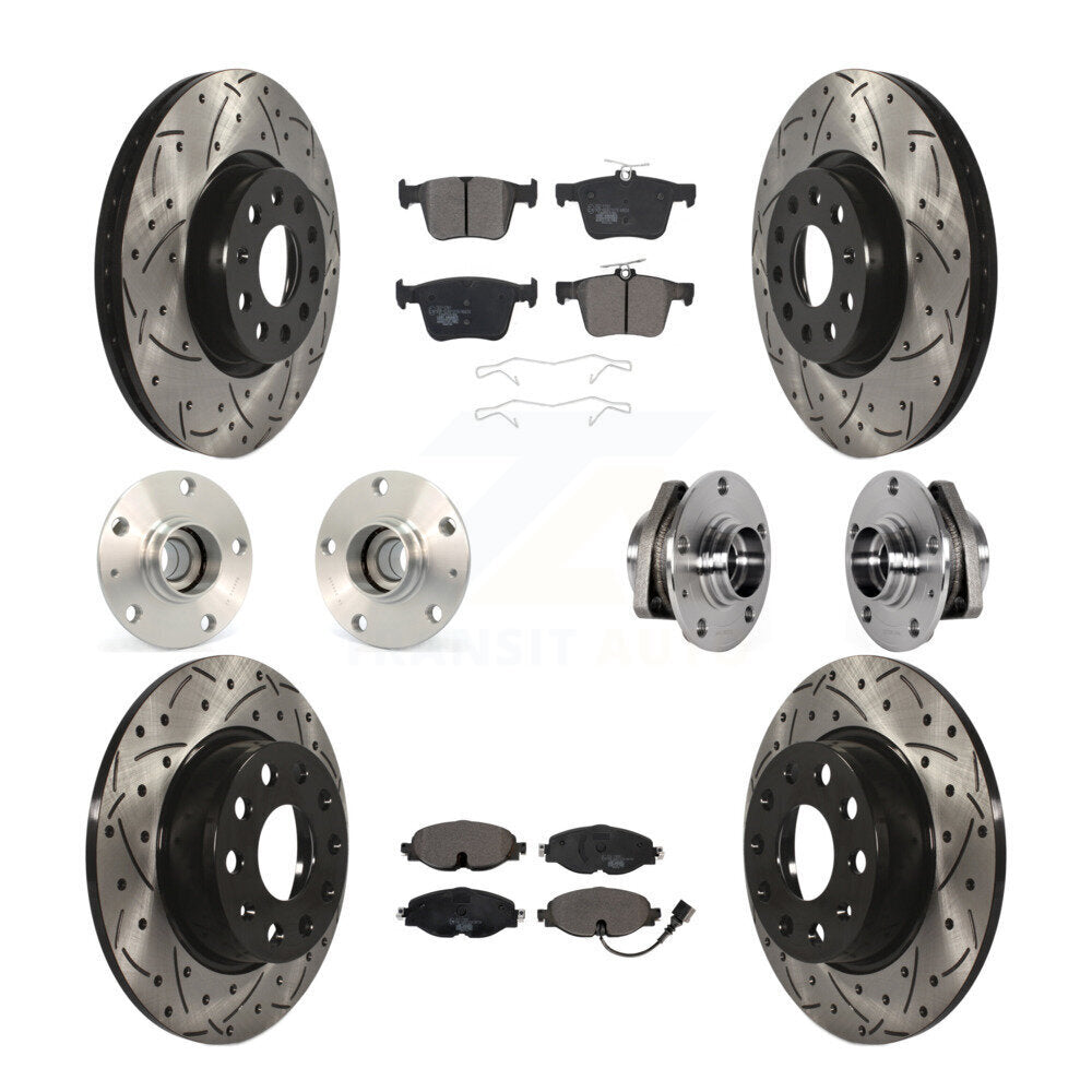 Front Rear Hub Bearing Coated Brake Rotor And Pad Kit (10Pc) For Audi A3 Sportback e-tron KBB-123732
