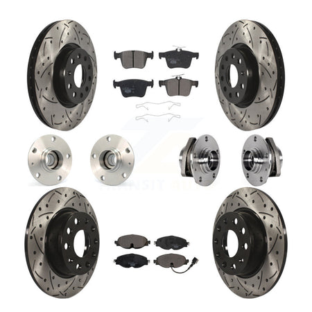 Front Rear Hub Bearing Coated Brake Rotor And Pad Kit (10Pc) For Audi A3 Sportback e-tron KBB-123732