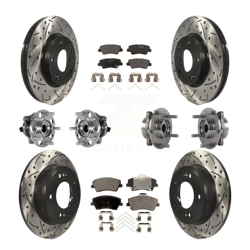 Front Rear Hub Bearing Coat Brake Rotor Pad Kit (10Pc) For 2017-2020 Hyundai Elantra 2.0L KBB-123743
