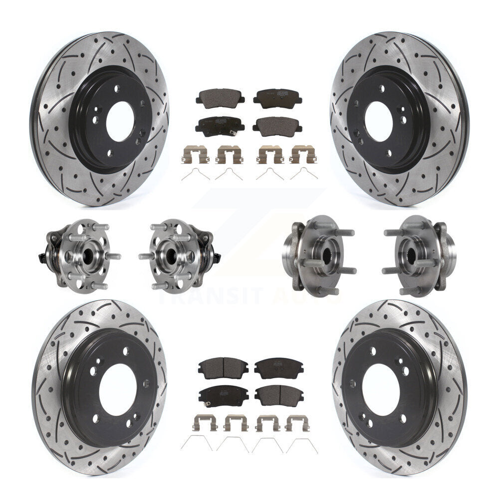 Front Rear Hub Bearing Coat Brake Rotor Pad Kit (10Pc) For 2017-2020 Hyundai Elantra 1.6L KBB-123744