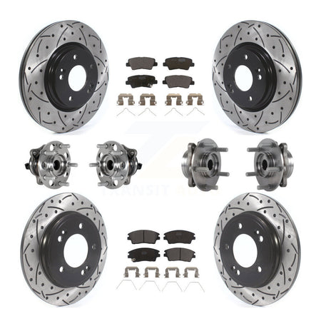 Front Rear Hub Bearing Coat Brake Rotor Pad Kit (10Pc) For 2017-2020 Hyundai Elantra 1.6L KBB-123744