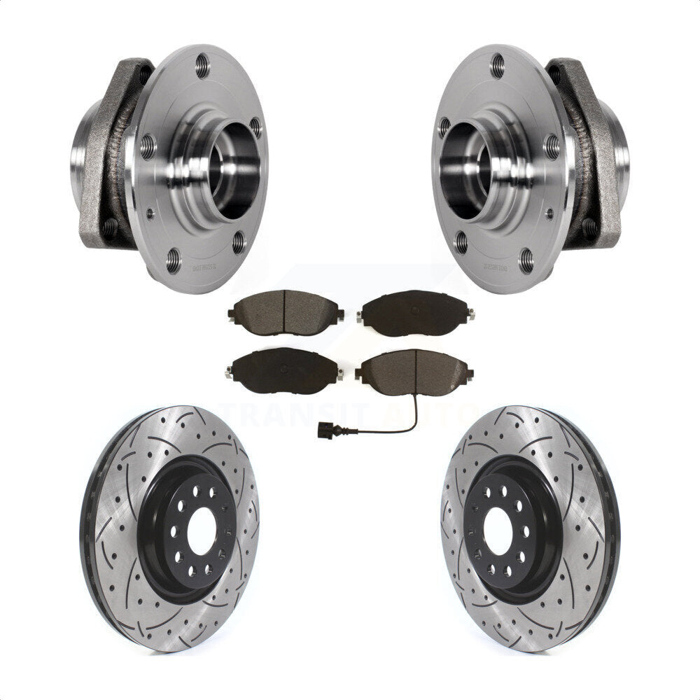 Front Hub Bearing Drill Slot Brake Rotor Pad Kit For Audi S3 With 80mm Pilot Diameter KBB-123753