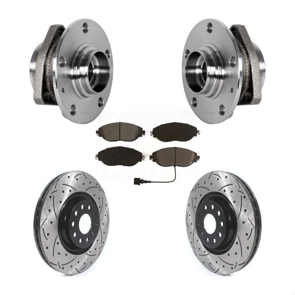 Front Hub Bearing Drill Slot Brake Rotor Pad Kit For Audi S3 With 80mm Pilot Diameter KBB-123753